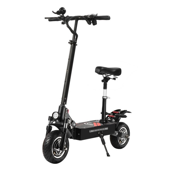 Trottinette électrique BOYUEDA Q7 PRO vue de trois-quarts avant avec selle