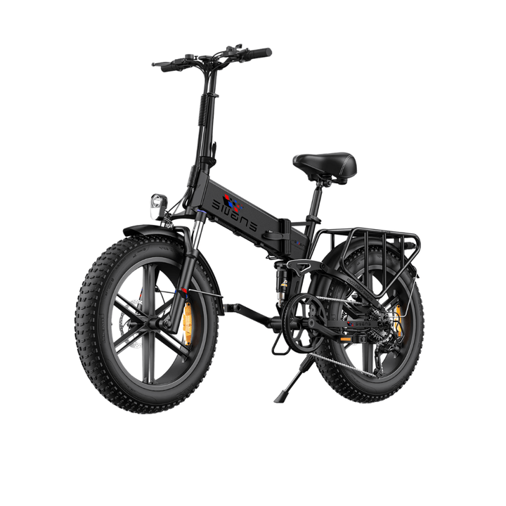 Vélo électrique pliant fat bike ENGWE ENGINE X vu de trois-quarts avant coloris noir