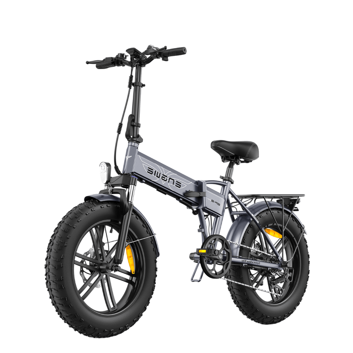 Vélo électrique pliant fat bike ENGWE EP-2 Boost vu de trois-quarts avant coloris gris