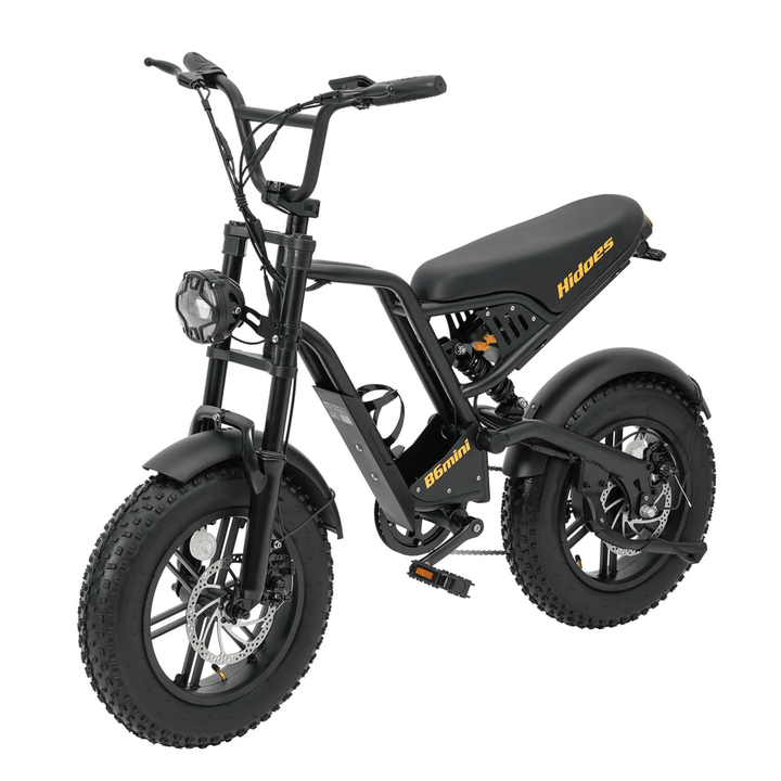 Vélo électrique fat bike Hidoes B6 Mini vu de trois-quarts avant coloris noir