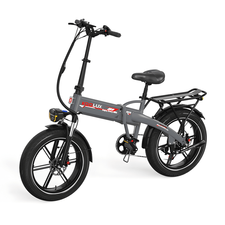Vélo électrique pliant fat bike KOOLUX RK10 vu de trois-quarts avant coloris gris