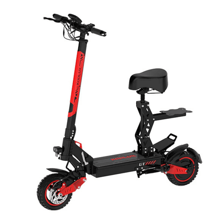 Trottinette électrique KOOLUX U1 vue de trois-quarts avant avec selle