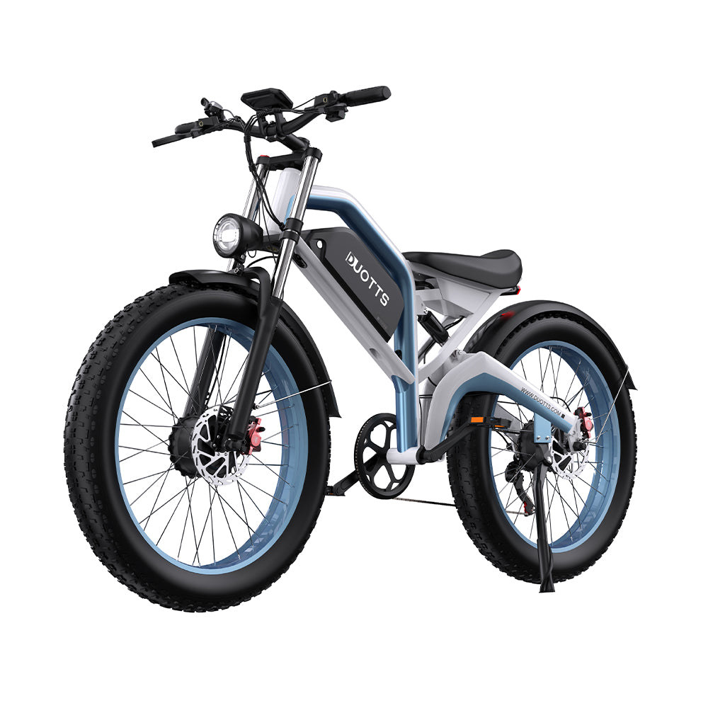 Vélo électrique fat bike Duotts N26 vu de trois-quarts avant coloris gris