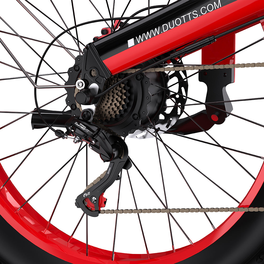 Dérailleur et chaîne du Duotts N26 coloris rouge