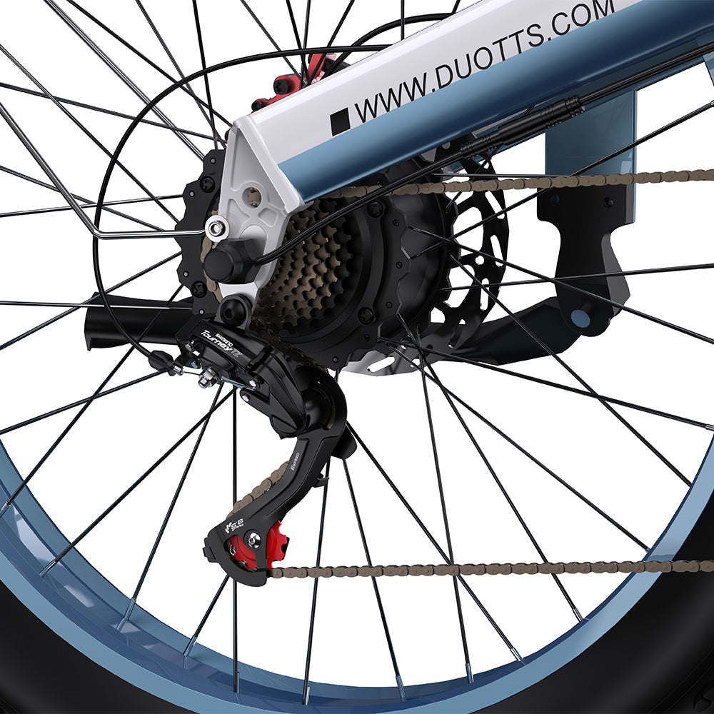 Dérailleur et chaîne du Duotts N26 coloris gris