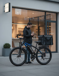 Homme debout avec le vélo électrique Duotts C29-S