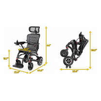 Schéma des dimensions du fauteuil roulant électrique EASWE B10