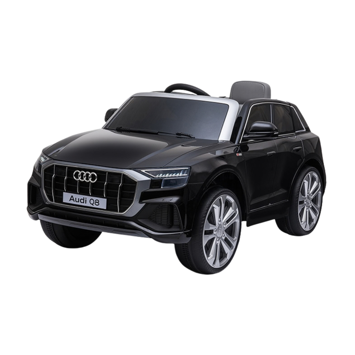 Voiture électrique pour enfants Audi Q8 vue de trois-quarts avant coloris noir
