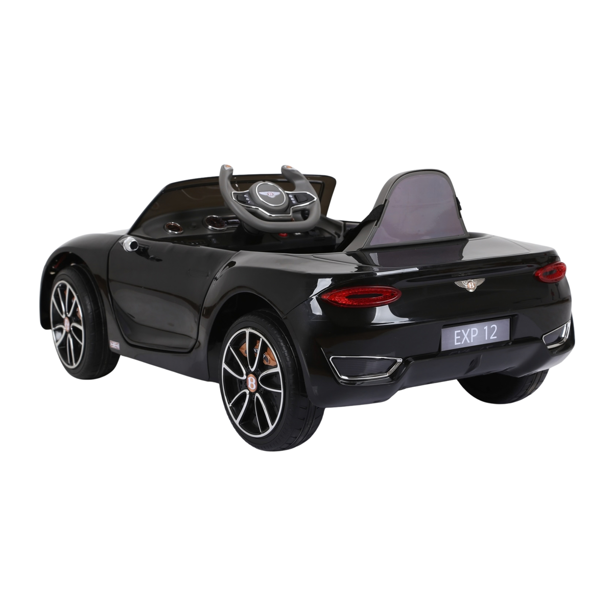 Voiture électrique pour enfants Bentley EXP 12 vue de trois-quarts arrière coloris noir