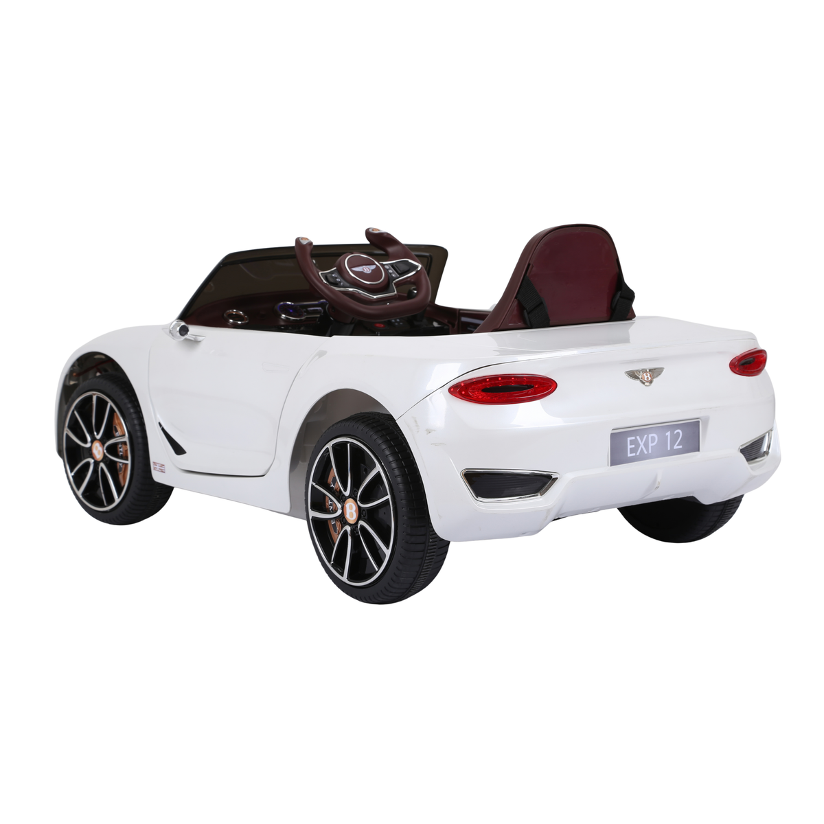 Voiture électrique pour enfants Bentley EXP 12 vue de trois-quarts arrière coloris blanc