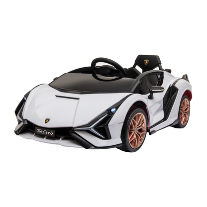 Voiture électrique pour enfants Lamborghini Sian vue de trois-quarts avant coloris blanc