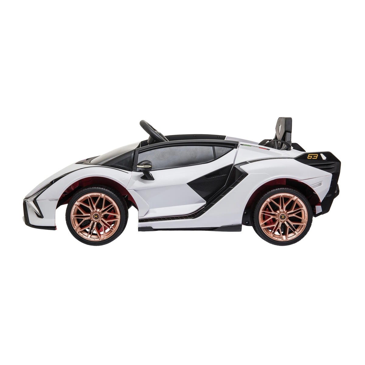 Voiture électrique pour enfants Lamborghini Sian vue de profil coloris blanc