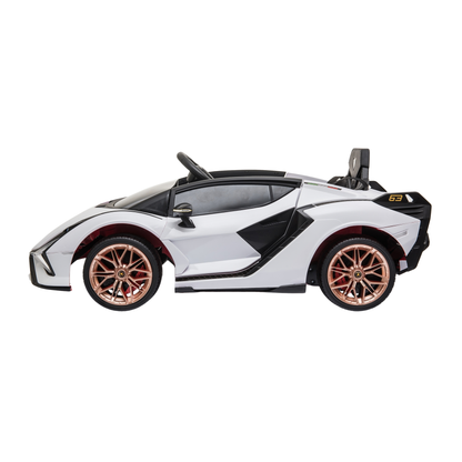 Voiture électrique pour enfants Lamborghini Sian vue de profil coloris blanc