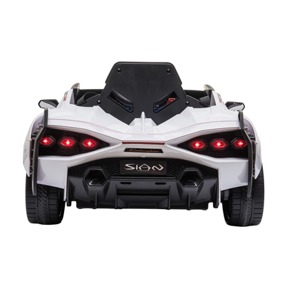 Voiture électrique pour enfants Lamborghini Sian vue de l'arrière coloris blanc