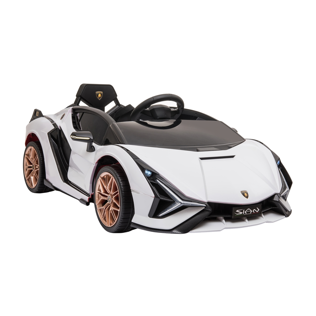 Voiture électrique pour enfants Lamborghini Sian vue de trois-quarts avant coloris blanc