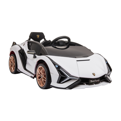 Voiture électrique pour enfants Lamborghini Sian vue de trois-quarts avant coloris blanc