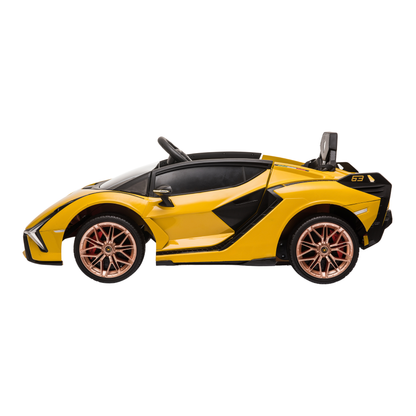 Voiture électrique pour enfants Lamborghini Sian vue de profil coloris jaune