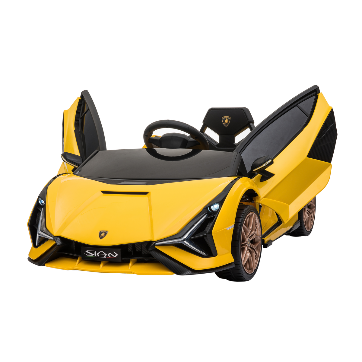 Voiture électrique pour enfants Lamborghini Sian avec les portes ouvertes coloris jaune