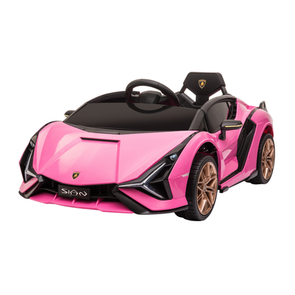 Voiture électrique pour enfants Lamborghini Sian vue de trois-quarts avant coloris rose