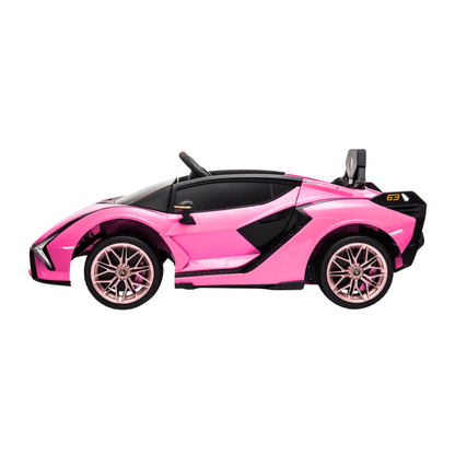 Voiture électrique pour enfants Lamborghini Sian vue de profil coloris rose