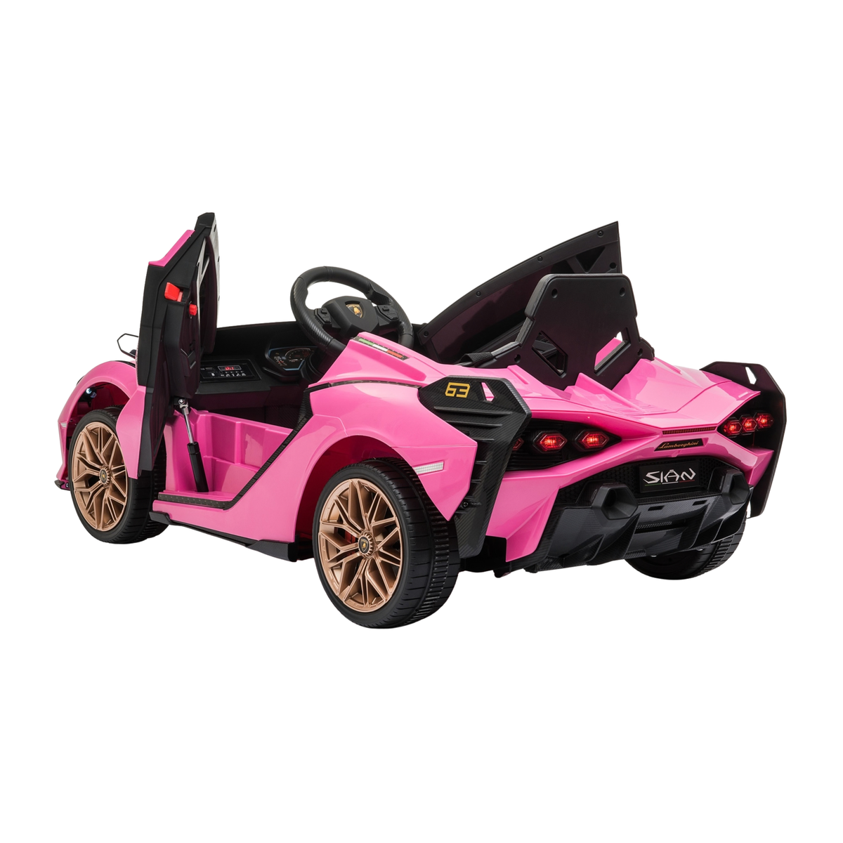 Voiture électrique pour enfants Lamborghini Sian avec les portes ouvertes coloris rose