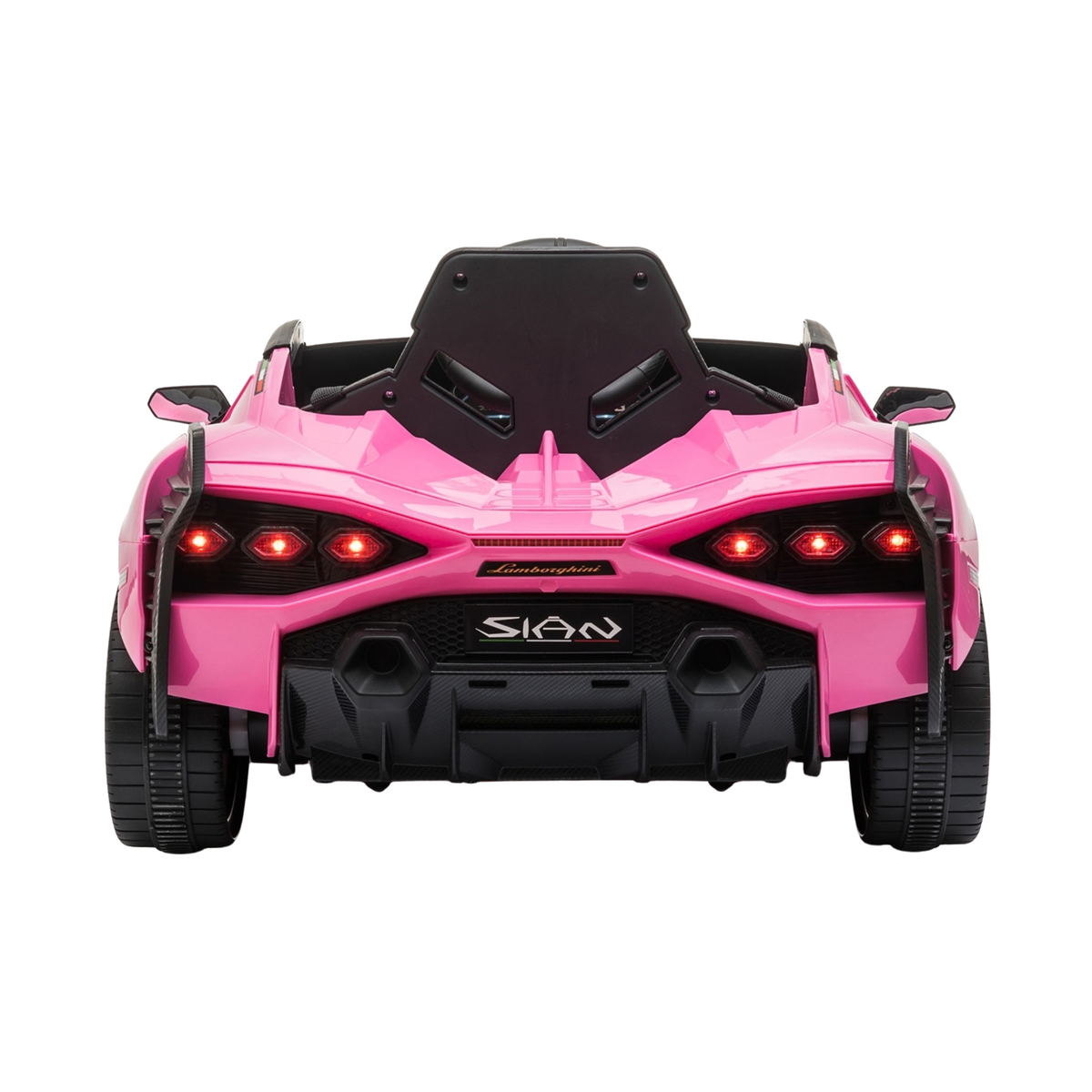 Voiture électrique pour enfants Lamborghini Sian vue de l'arrière coloris rose
