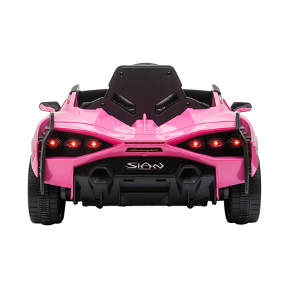 Voiture électrique pour enfants Lamborghini Sian vue de l'arrière coloris rose