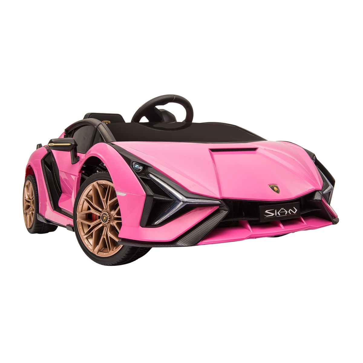 Voiture électrique pour enfants Lamborghini Sian vue de trois-quarts avant coloris rose
