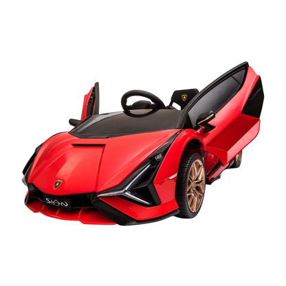 Voiture électrique pour enfants Lamborghini Sian avec les portes ouvertes coloris rouge
