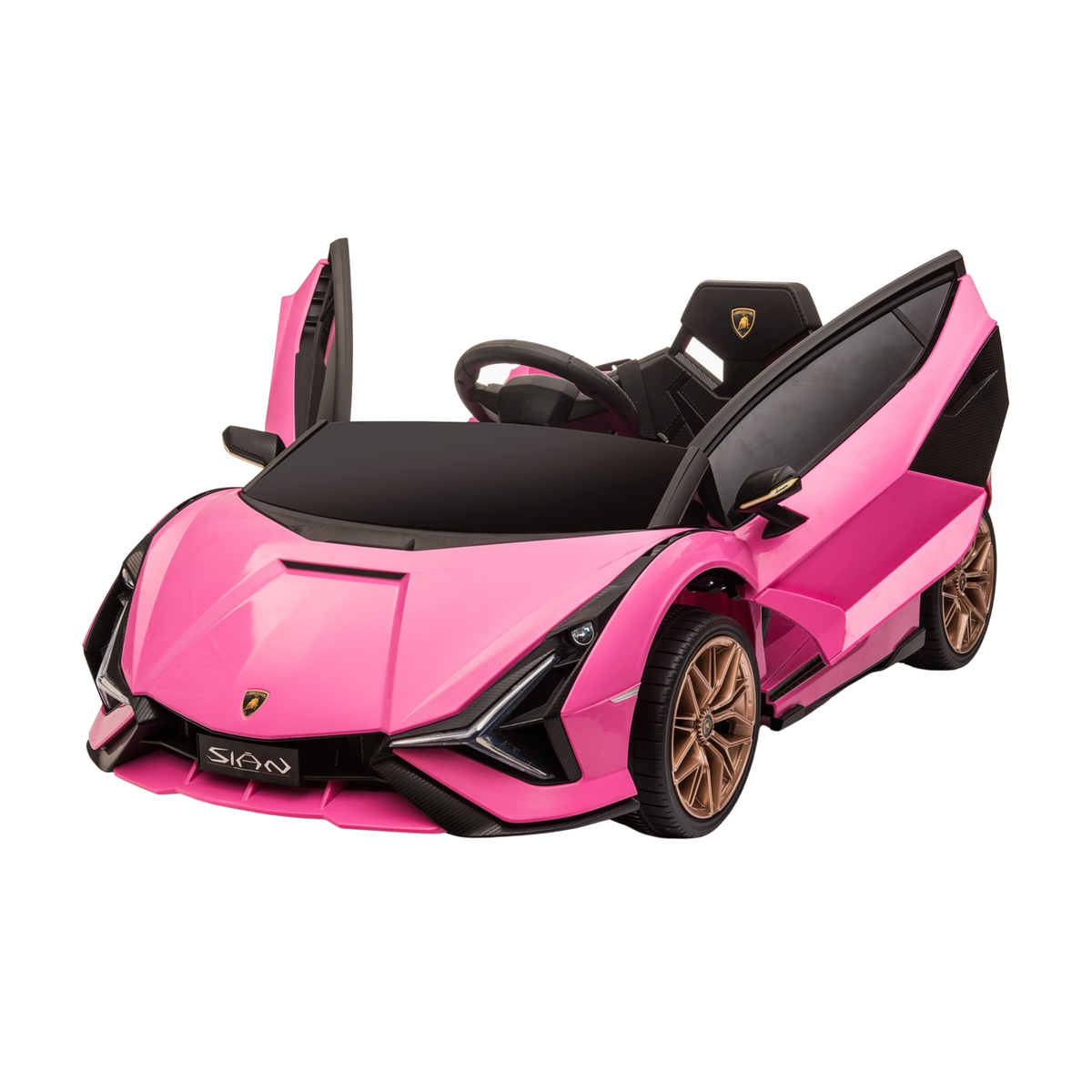 Voiture électrique pour enfants Lamborghini Sian avec les portes ouvertes coloris rose