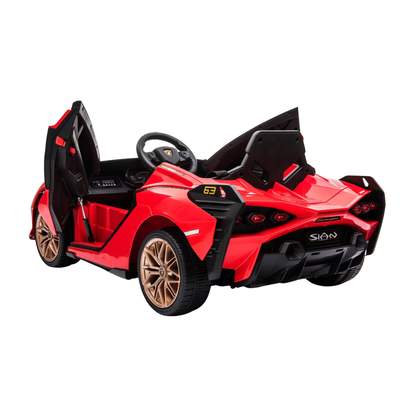 Voiture électrique pour enfants Lamborghini Sian avec les portes ouvertes coloris rouge