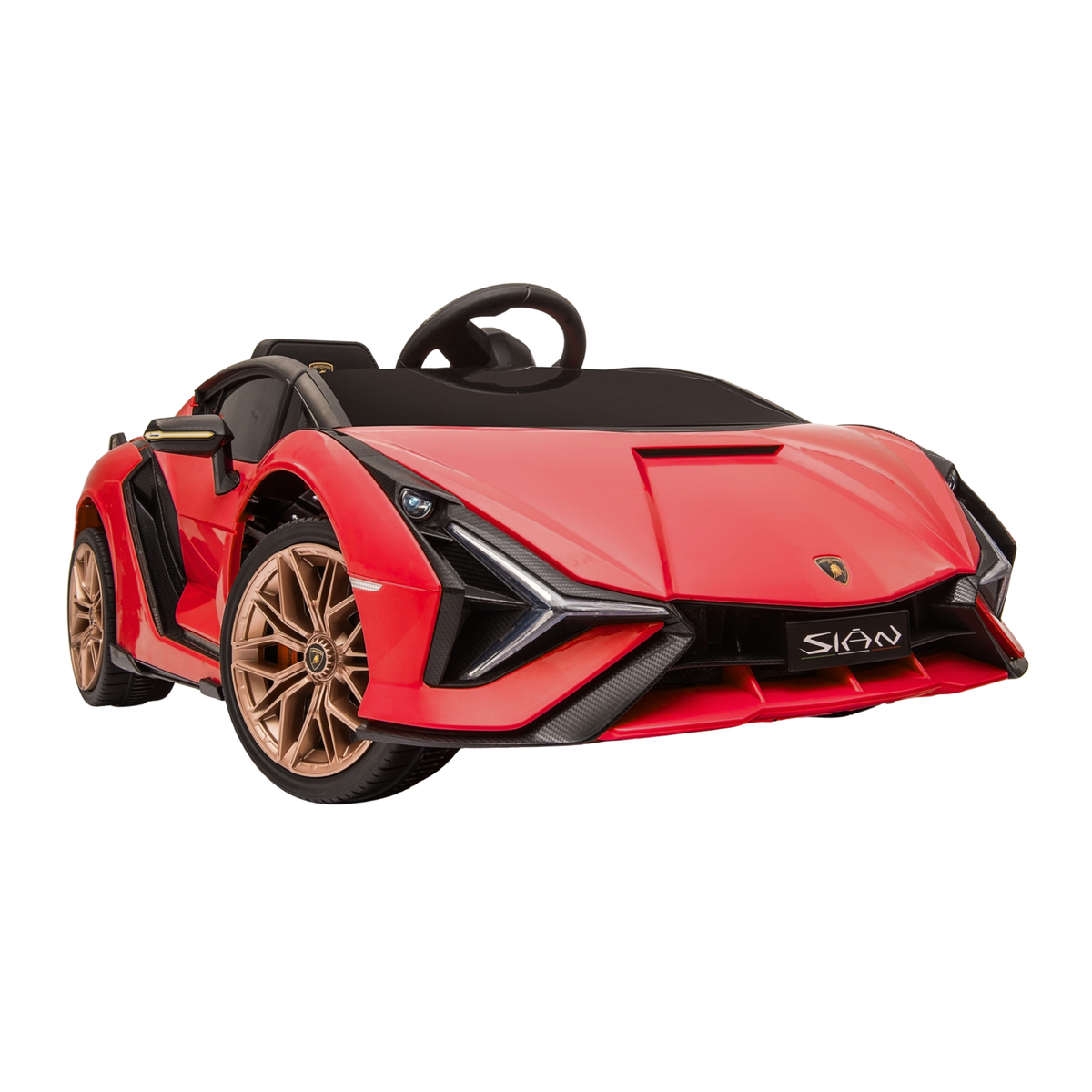 Voiture électrique pour enfants Lamborghini Sian vue de trois-quarts avant coloris rouge