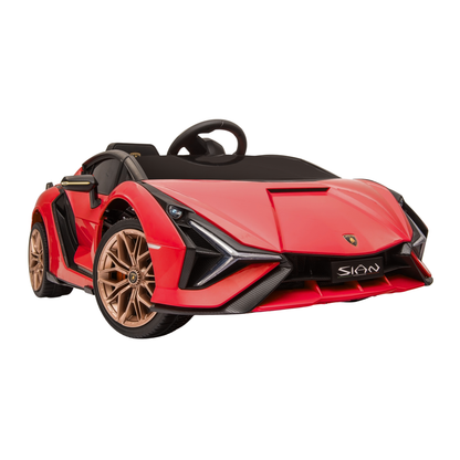 Voiture électrique pour enfants Lamborghini Sian vue de trois-quarts avant coloris rouge