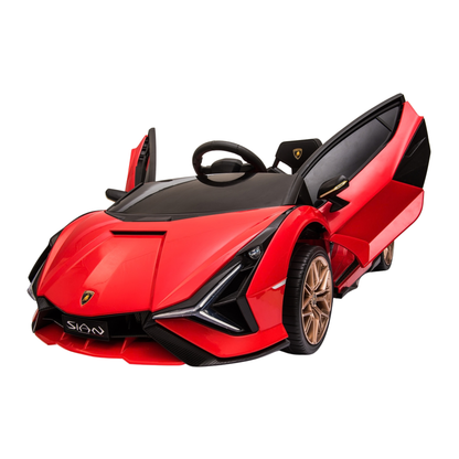 Voiture électrique pour enfants Lamborghini Sian avec les portes ouvertes coloris rouge