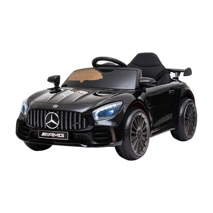 Voiture électrique pour enfants Mercedes AMG GT vue de trois-quarts avant coloris noir