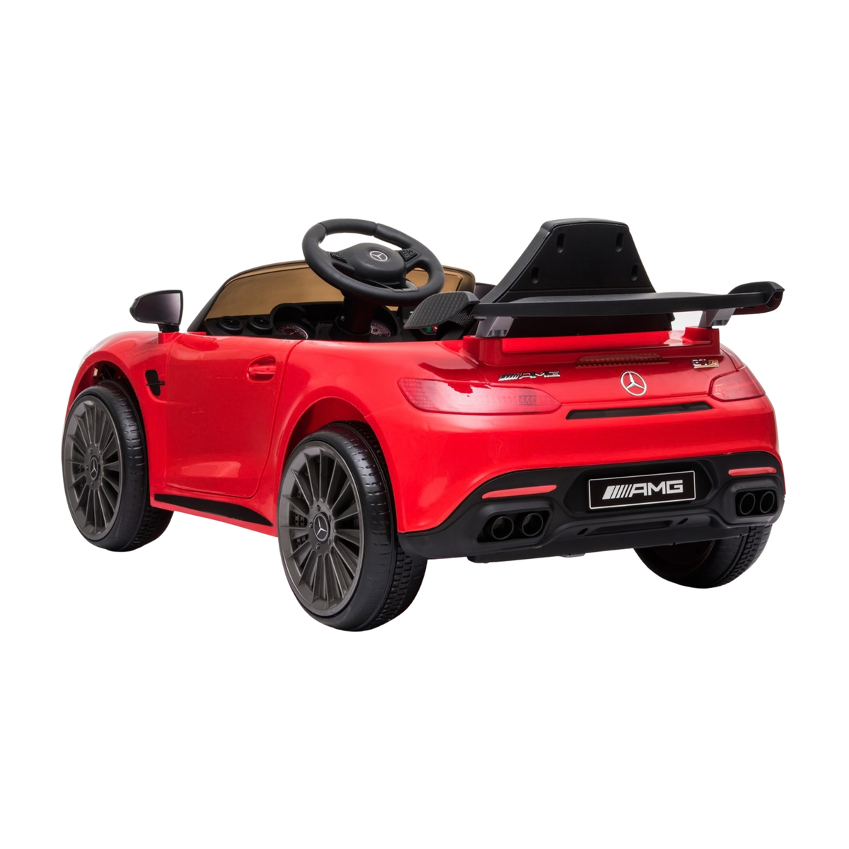 Voiture électrique pour enfants Mercedes AMG GT vue de trois-quarts arrière coloris rouge