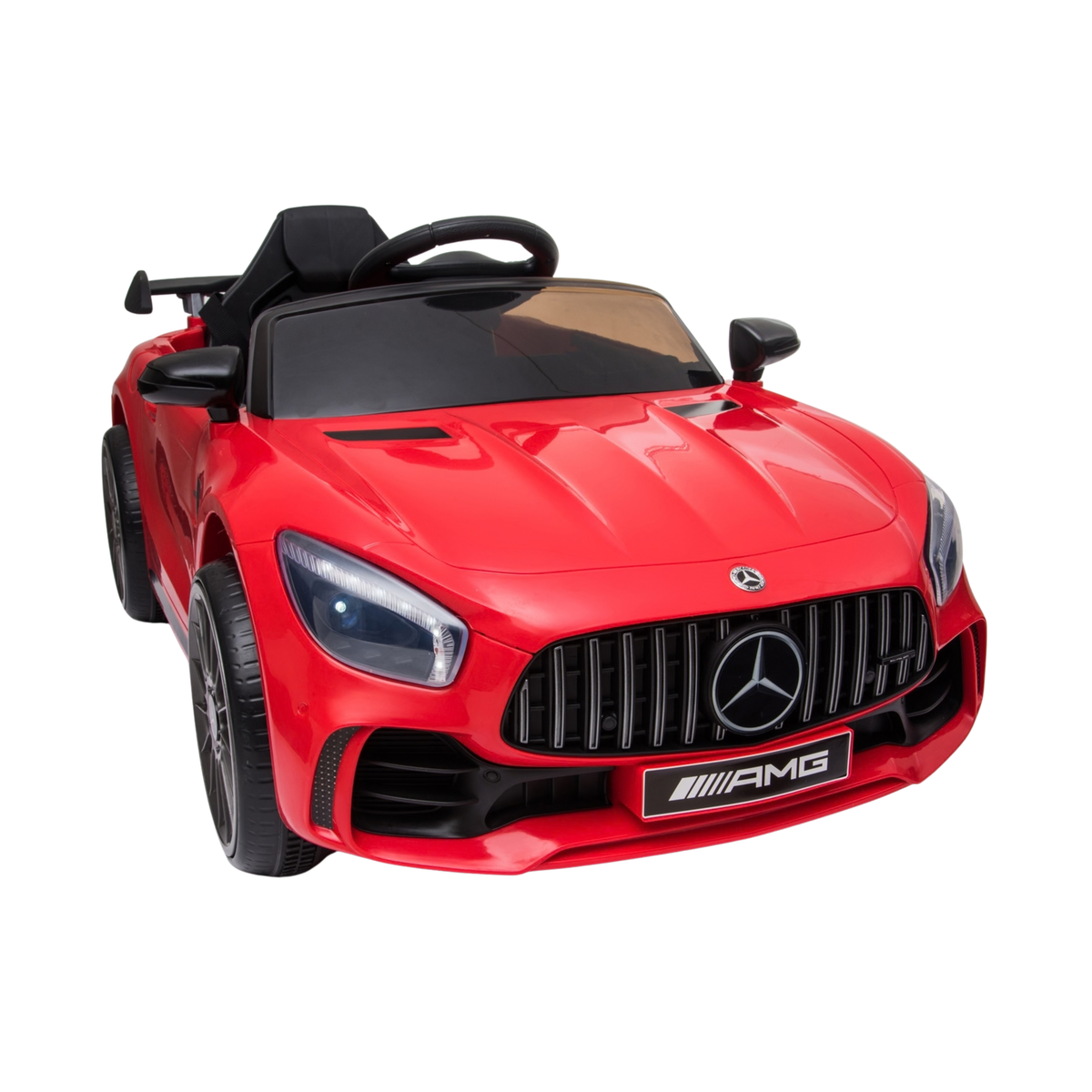 Voiture électrique pour enfants Mercedes AMG GT vue de trois-quarts avant coloris rouge