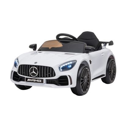 Voiture électrique pour enfants Mercedes AMG GT vue de trois-quarts avant coloris blanc