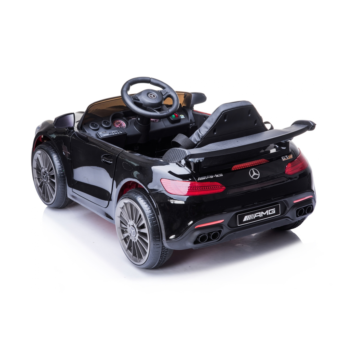 Voiture électrique pour enfants Mercedes AMG GT vue de trois-quarts arrière coloris noir