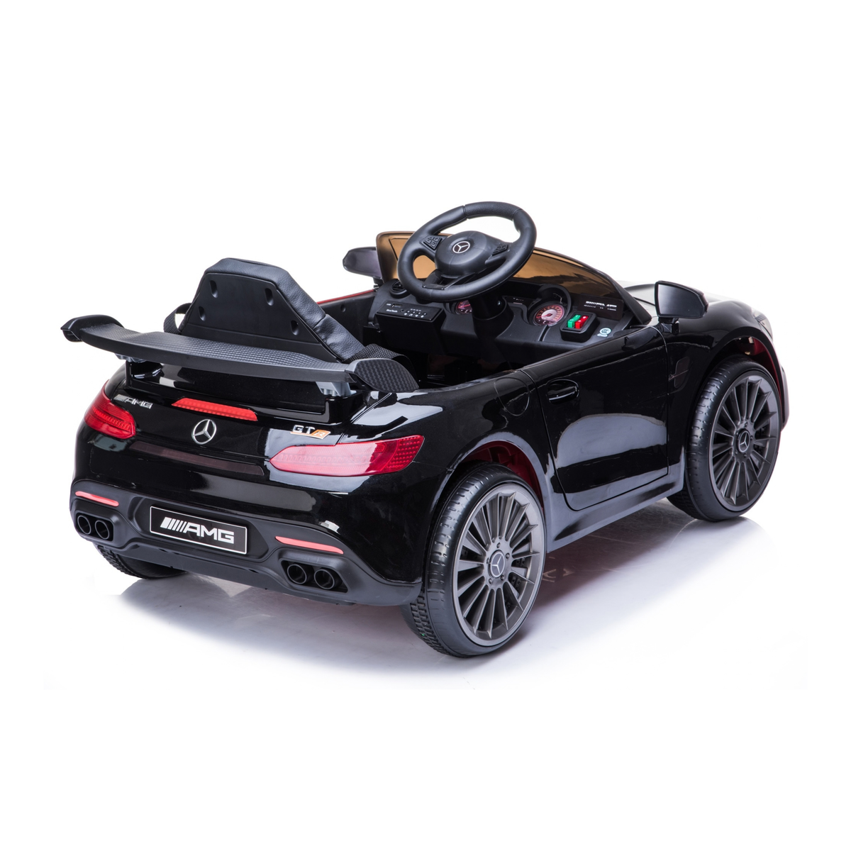 Voiture électrique pour enfants Mercedes AMG GT vue de trois-quarts arrière coloris noir
