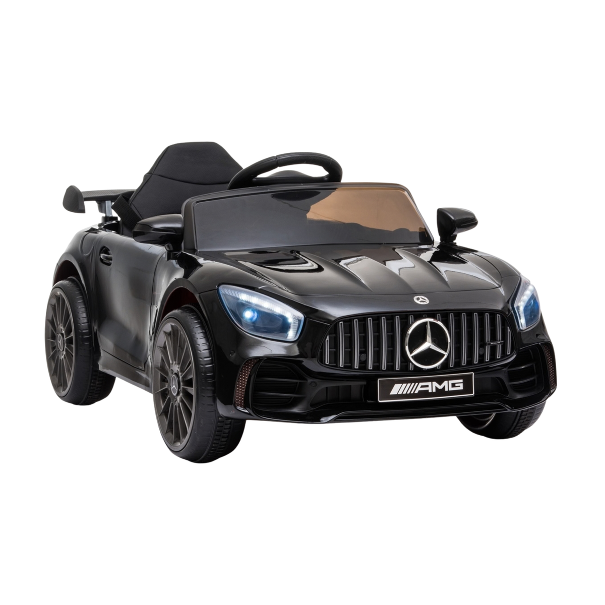 Voiture électrique pour enfants Mercedes AMG GT vue de trois-quarts avant coloris noir
