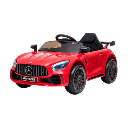 Voiture électrique pour enfants Mercedes AMG GT vue de trois-quarts avant coloris rouge