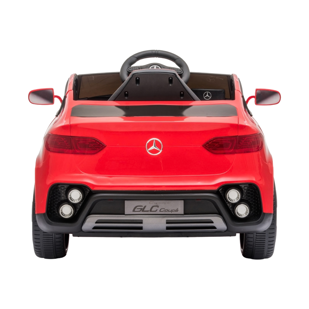 Voiture électrique pour enfants Mercedes GLC Coupé vue de l'arrière coloris rouge