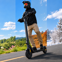 Homme roulant sur la trottinette électrique HX D01 sur la route