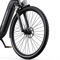 OneSport OT05 Max, roue avant avec frein à disque, fourche et garde-boue vus de côté