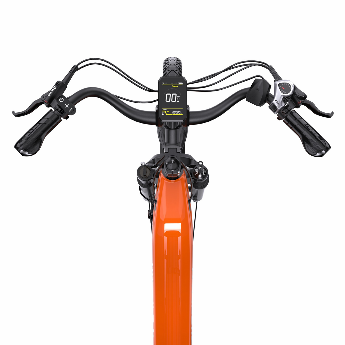 OneSport OT05 Max, guidon avec écran et commandes vu du dessus