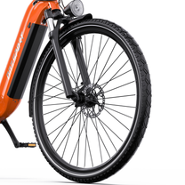 Roue avant du OneSport OT05 Max avec frein à disque, fourche, rayons et garde-boue