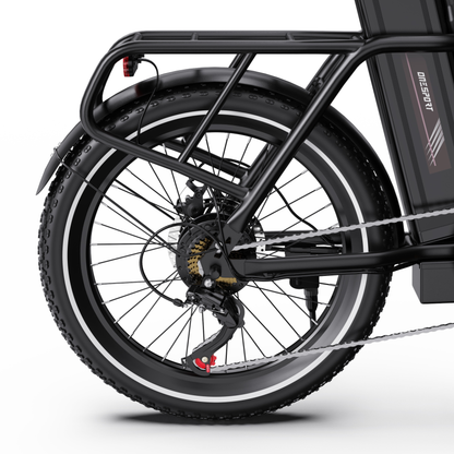 OneSport OT16 Pro, roue arrière avec porte-bagages, garde-boue, frein à disque et dérailleur