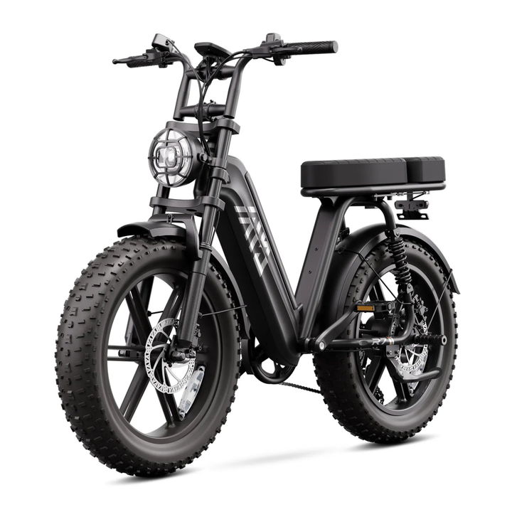 Vélo électrique fat bike TST R7 vu de trois-quarts avant coloris noir