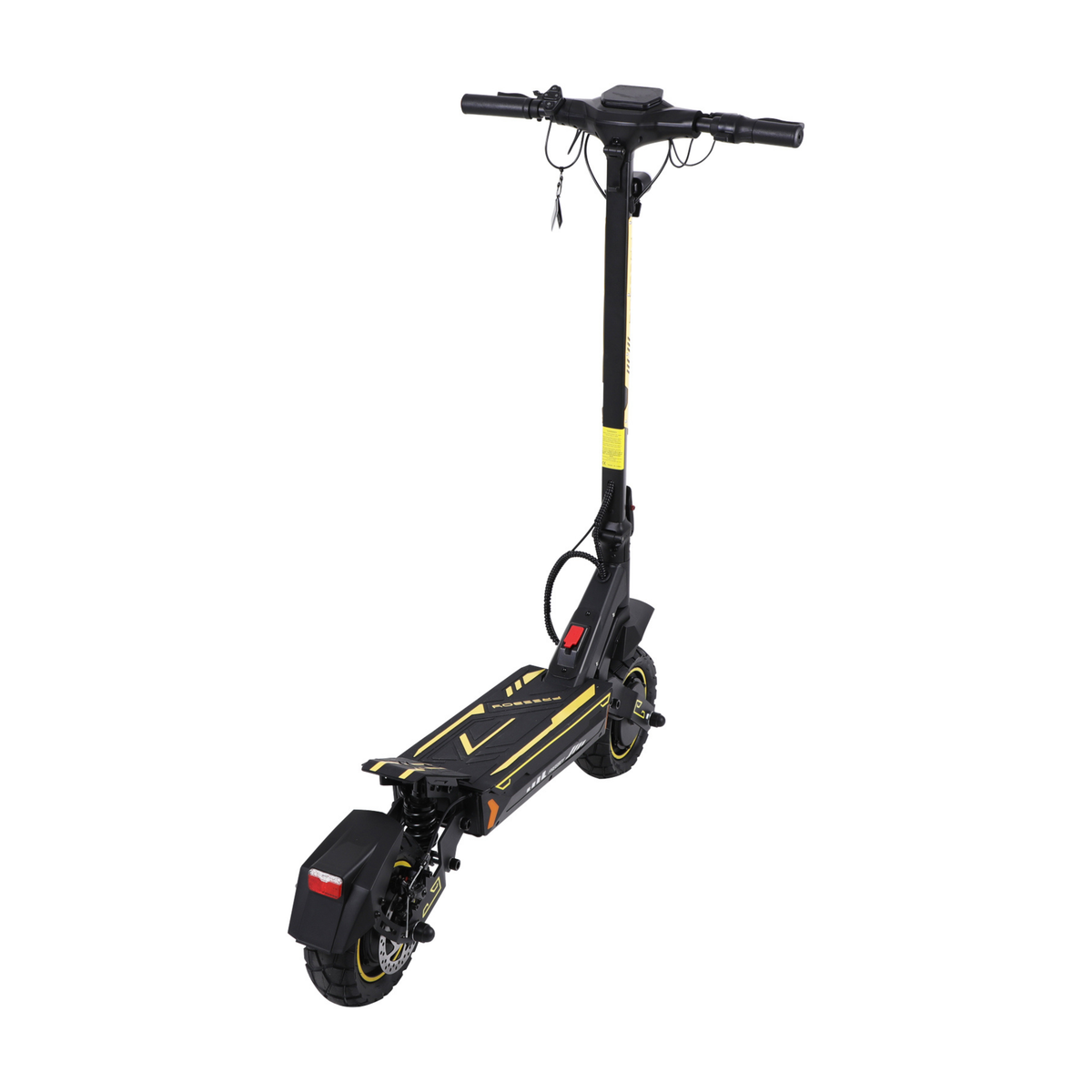 Wheely - H7 trottinette électrique vue de trois quarts arrière avec guidon, plateforme et garde-boue arrière avec feu arrière rouge
